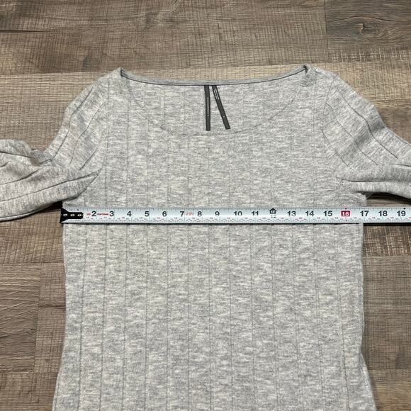 Anthropologie Ribbed Plush Knit Side Slit Thermal Tunic Top Medium Gray Boho - Picture 7 of 7